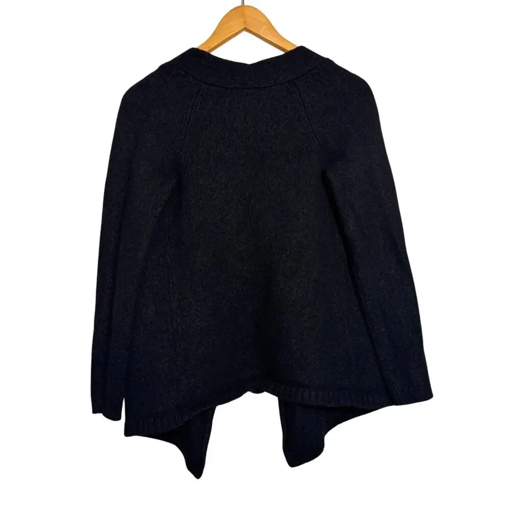 Vince Wool Blend Open Front Cardigan Black Draped Minimalist Size Large